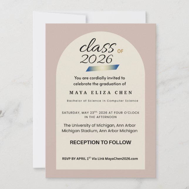Convite Class of 2026 Graduation Party Invitation Card | M (Frente)