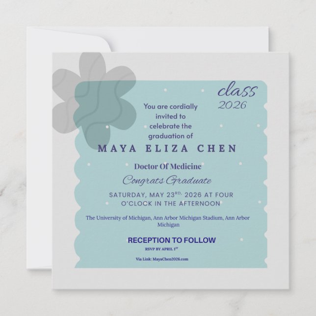 Convite Class of 2026 Graduation Party Invitation | Modern (Frente)