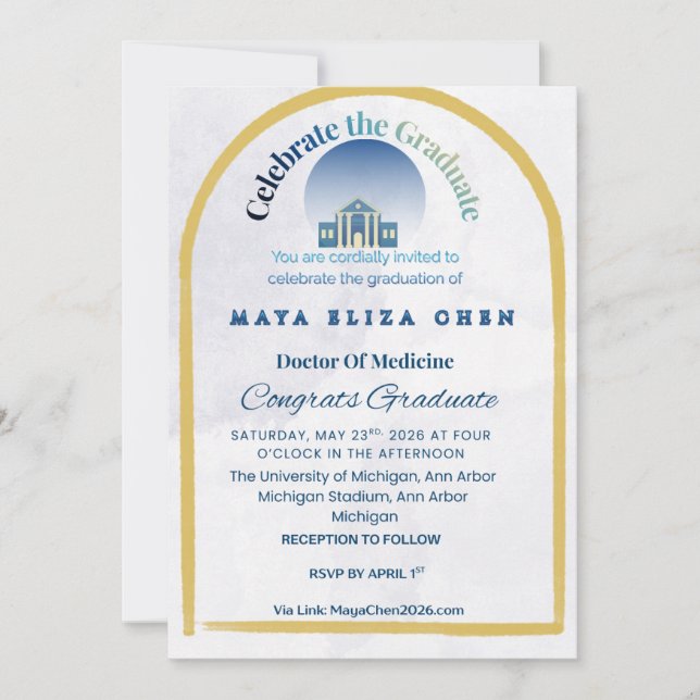 Convite Class of 2026 Graduation Party Invitation | Purple (Frente)