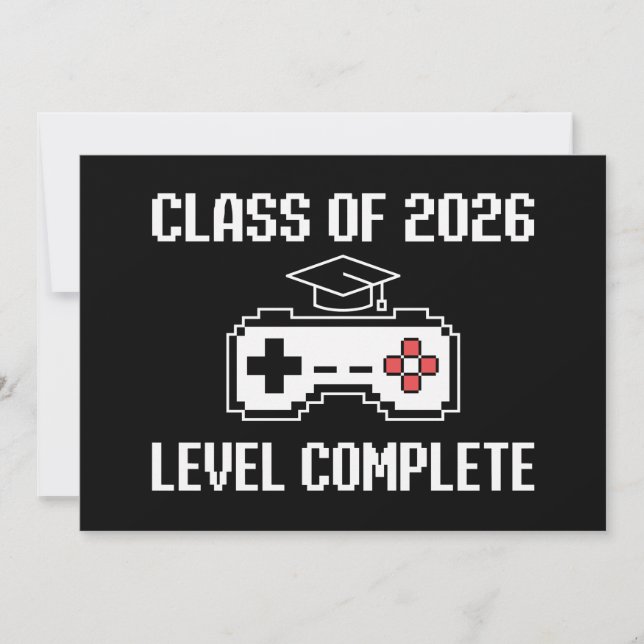 Convite Class Of 2026 Level Complete Gaming Graduation (Frente)