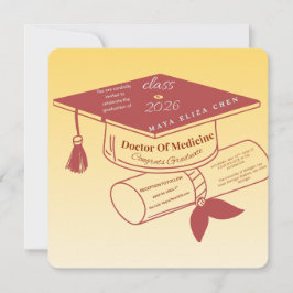 Convite Class of 2026 Medical Graduation Invitation Custom