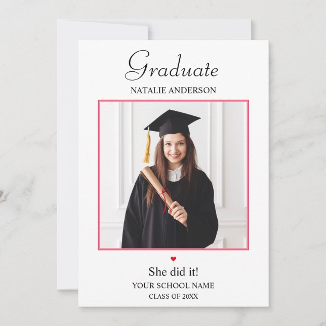 Convite Class of 2026 Modern Photo Graduation Invitation (Frente)