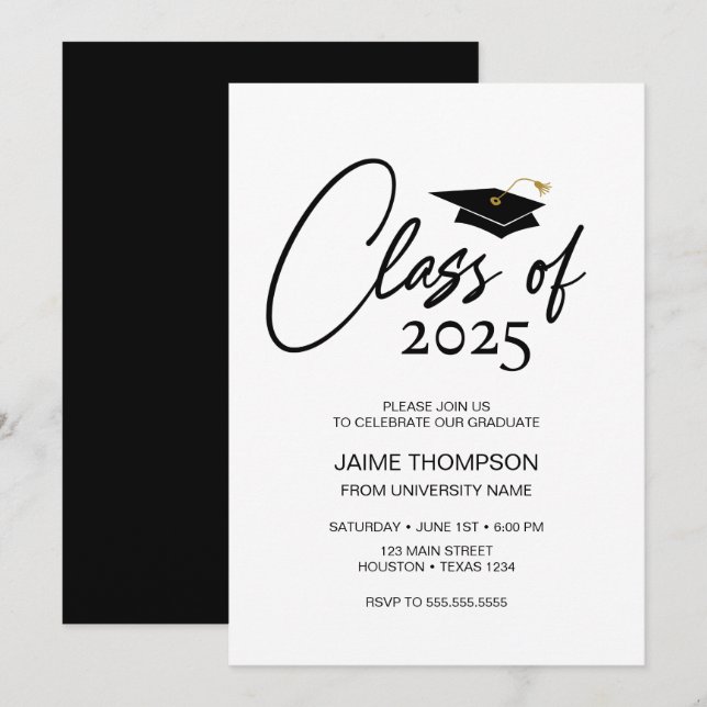 Convite Class of Modern Graduation Invitation (Frente/Verso)