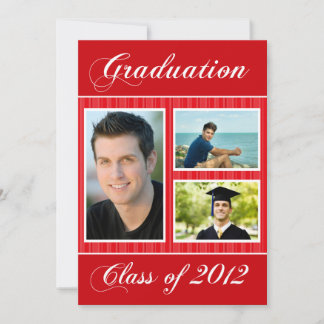 Convite Classe 2012 Red Striped Graduation 3 Photo