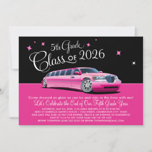 Convite Classe 5 Classe Girly Pink Limousine Night Out