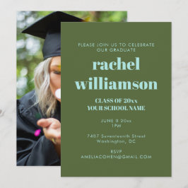 Convite Classe Azul Verde de Festa de formatura Fotográfic
