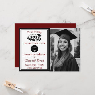 Convite Classe Black and Burgundy de graduação de 2023