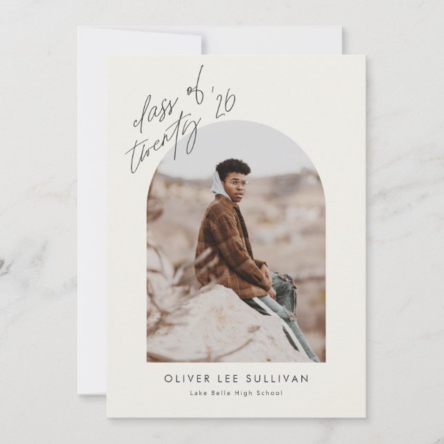 Convite Classe Boho de Graduação de Foto em Arch 2025 (Frente)