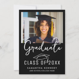 Convite Classe Branca e Preta Moderna de Foto do Boné de F