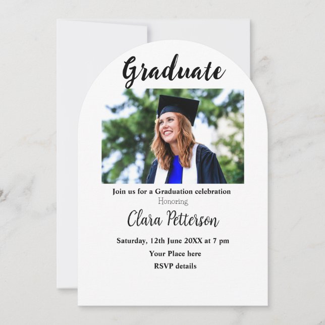 Convite classe branca negra clássica adiciona graduação de (Frente)