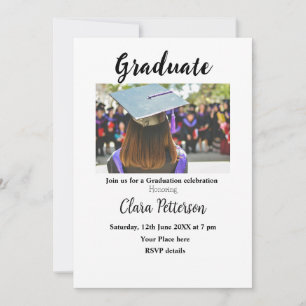 Convite classe branca negra clássica adiciona graduação de