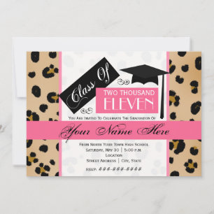Convite Classe de 2011 "Leopard Print & Pink Graduation"