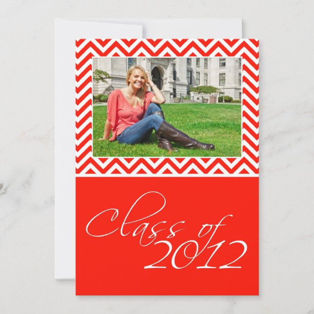 Convite Classe de 2012 Red Chevron SCROLL DOWN para 2013 (Frente)