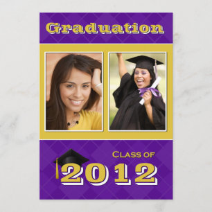 Convite Classe de 2012 roxos e de graduação Dourado de
