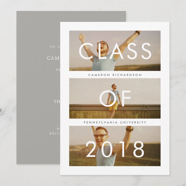 Convite Classe de 2018 | Três Festas de formatura fotográf (Frente/Verso)