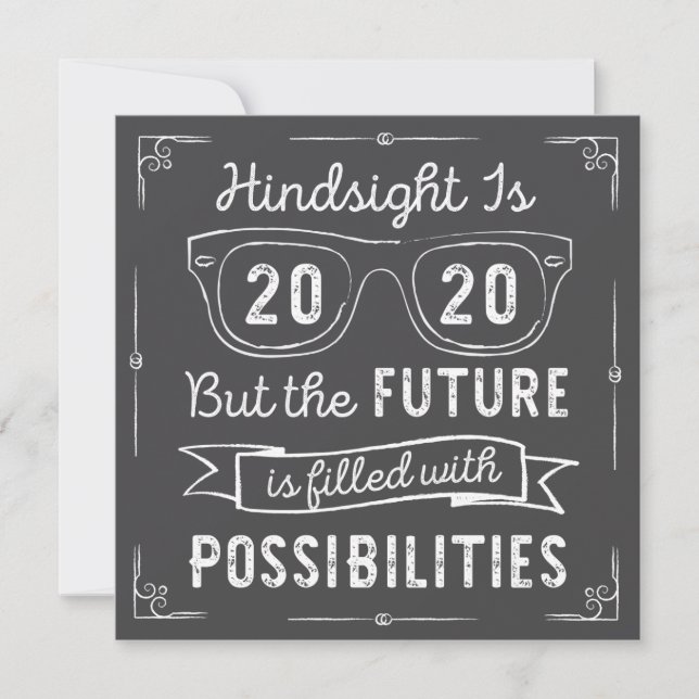 Convite Classe de 2020 Hindsight 2020 No Photo Graduation (Frente)