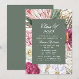 Convite Classe de 2022 "Watercolor Graduation Floral"