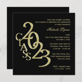 Convite Classe de 2023 Elegante Dourado e Negro