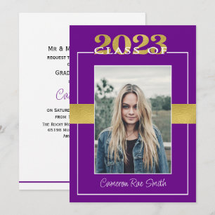 Convite Classe de 2023 Festa de formatura roxa e Dourada
