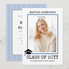 Convite Classe de 2023: fotografia de graduação azul da má
