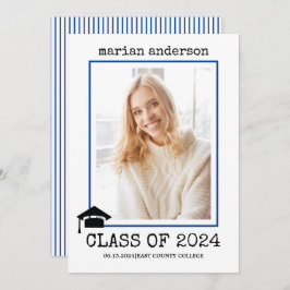 Convite Classe de 2023: fotografia de graduação azul da má