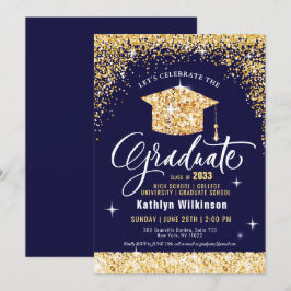 Convite Classe de 2023 Graduação Elegante Azul-Brilhante D