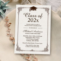 Classe de 2023 Graduação Ivory Linen Vintage Quadr