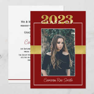 Convite Classe de 2023 Maroon e Festa de formatura Dourada
