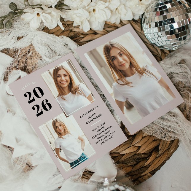 Convite Classe de 2023 | Três Festas de Formando Rosa-Blus (Criador carregado)
