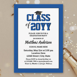 Convite Classe de 2024 "Elegant Sapphire Blue Graduation"