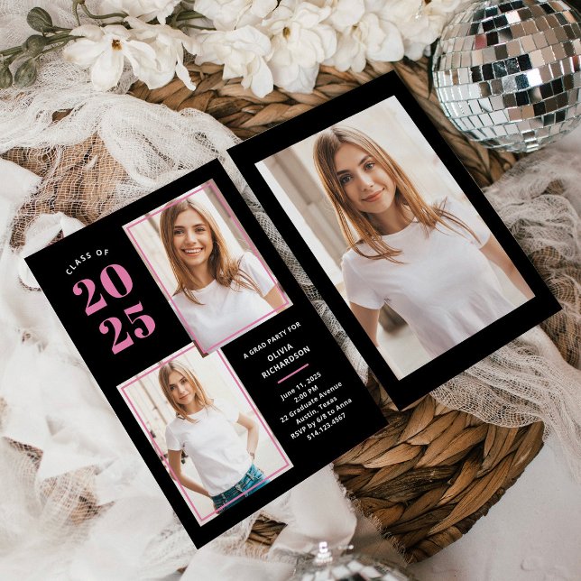 Convite Classe de 2025 | Festa de Foto Rosa e Formando Pre (Criador carregado)