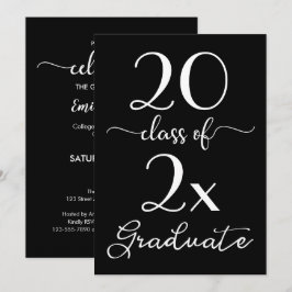 Convite Classe De 2025 Graduação Chic Black White Script