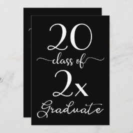 Convite Classe De 2025 Graduação Chic Black White Script