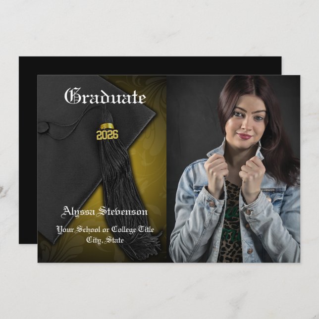 Convite Classe de 2025 Graduação de Foto na Faculdade de T (Frente/Verso)