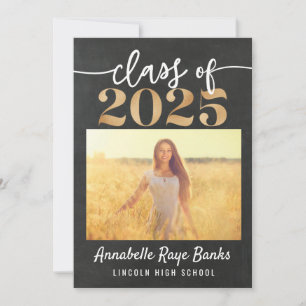 Convite Classe de 2025 Script Cinza Chalk Imprimível