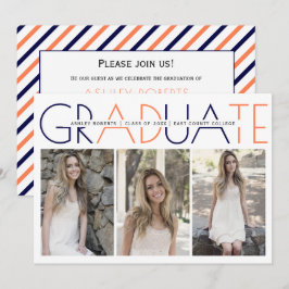 Convite Classe de azul-marinho 2023, foto de graduação de 