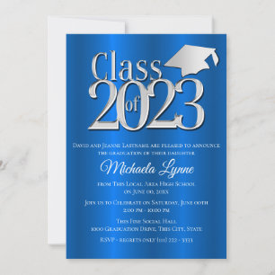 Convite Classe de Boné de formatura Azul e Prata 2023