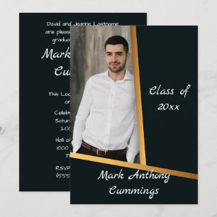 Convite Classe De Elegância Do ouro De Graduação De Foto 3