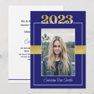 Convite Classe de Festa de formatura Azul e Dourada 2023