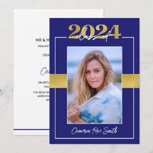 Convite Classe de Festa de formatura Azul e Dourada 2024