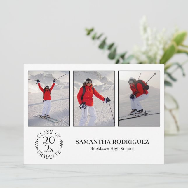 Convite Classe De Festa de formatura Branca De Foto Do For (Em pé/Frente)