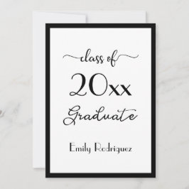 Convite Classe De Festa de formatura Branca Elegante Preta