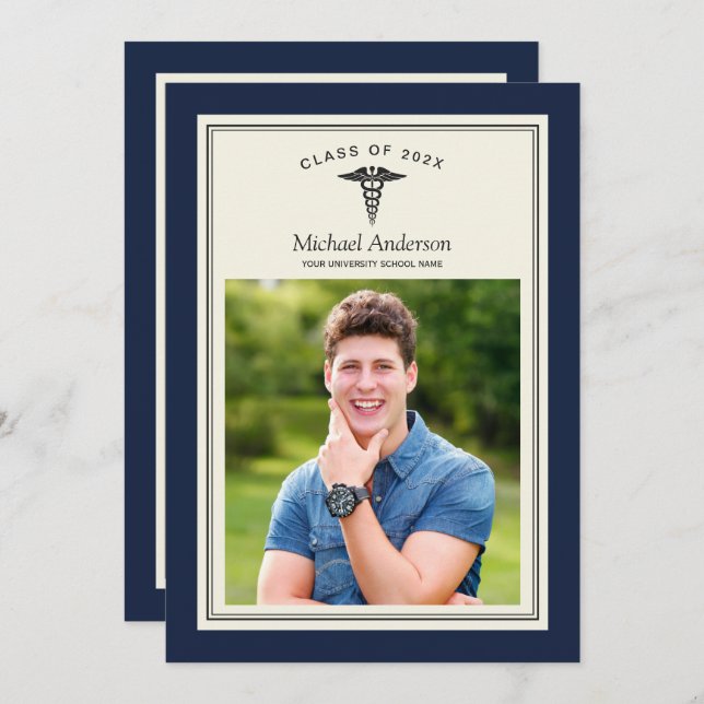 Convite Classe de Festa de formatura da Faculdade de Medic (Frente/Verso)