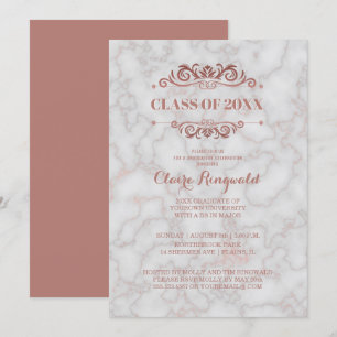 Convite Classe de Festa de formatura Dourada Elegante Marb