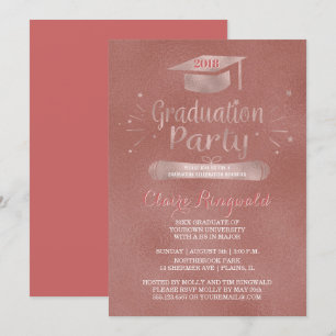 Convite Classe de Festa de formatura Dourada Rosa de Boné 