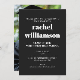 Convite Classe de Festa de formatura fotográfica preto bra