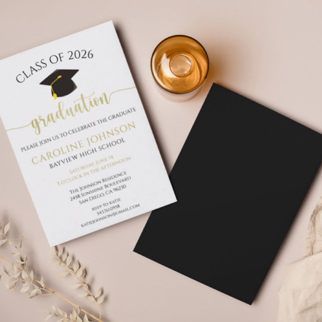 Convite Classe de Festa de formatura Preta e Dourada (Criador carregado)