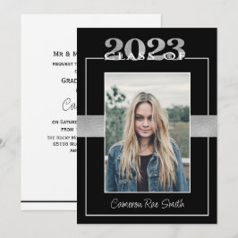 Convite Classe de Festa de formatura preta e prata 2023