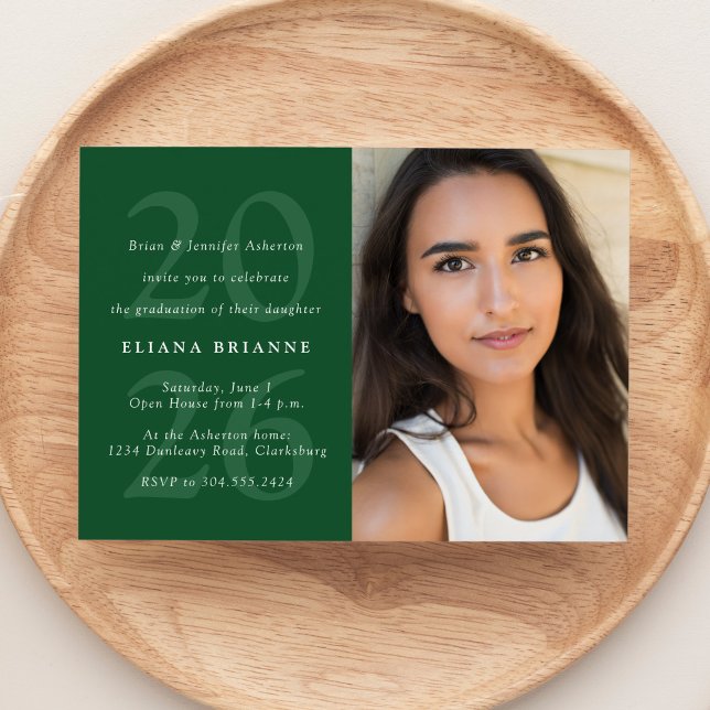 Convite Classe de festa de formatura verde clássica de fot (Criador carregado)