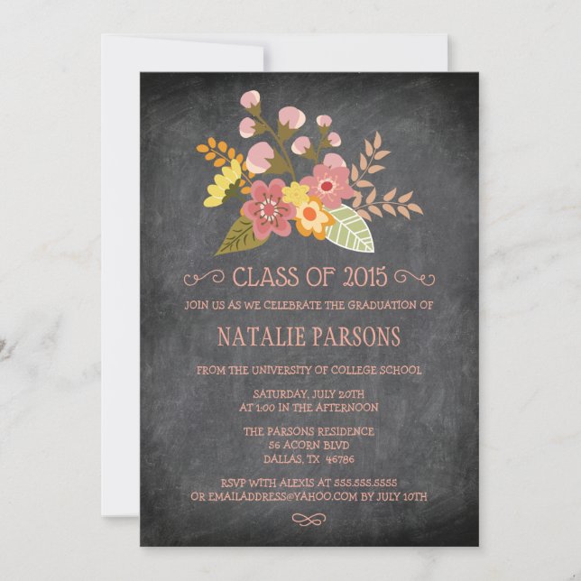 Convite Classe de festas de formatura florais de quadro ne (Frente)